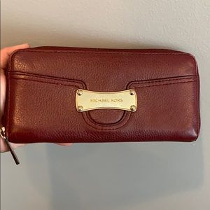Gently Used Michael Kors Zip Top Wallet - Merlot